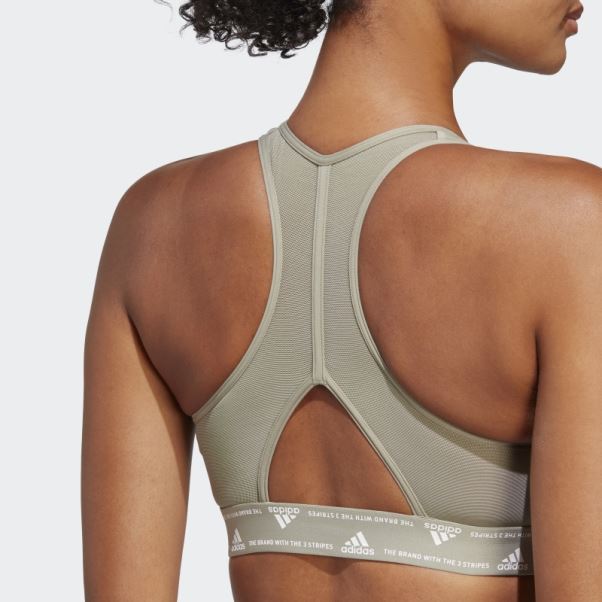 Soutien-gorge à Maintien Moyen Adidas Powerreact Training Pebble Argent