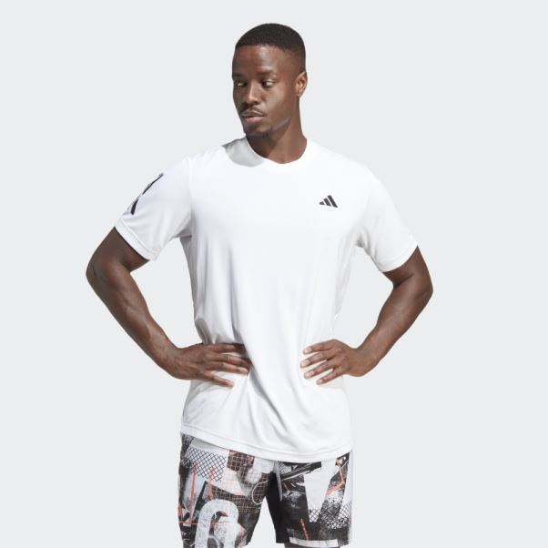 T-shirt De Tennis Club 3 Bandes Adidas Blanc