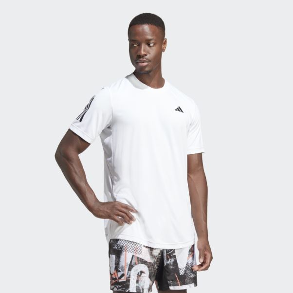 T-shirt De Tennis Club 3 Bandes Adidas Blanc