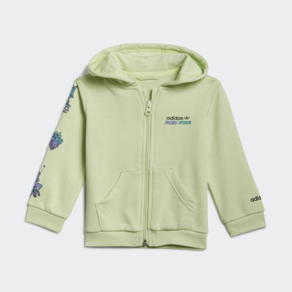 Ensemble Sweat à Capuche Entièrement Zippé Adidas Citron Vert