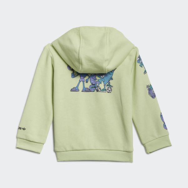 Ensemble Sweat à Capuche Entièrement Zippé Adidas Citron Vert