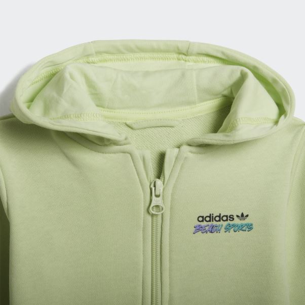 Ensemble Sweat à Capuche Entièrement Zippé Adidas Citron Vert