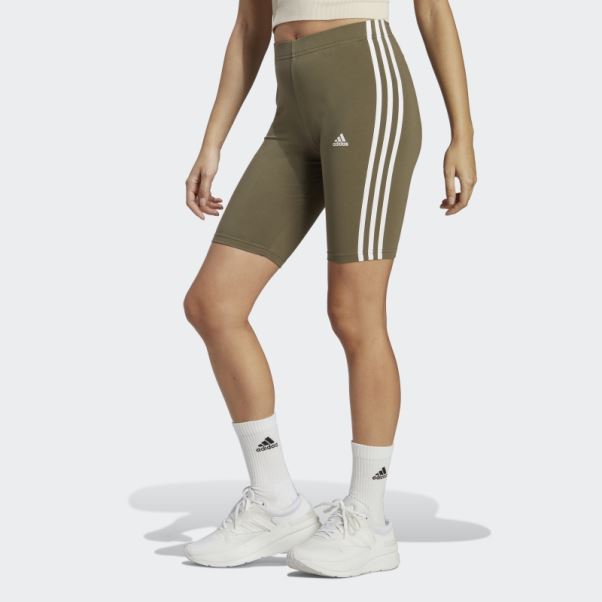 Short De Vélo Essentiel à 3 Bandes Adidas Olive