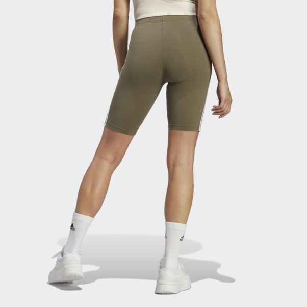 Short De Vélo Essentiel à 3 Bandes Adidas Olive