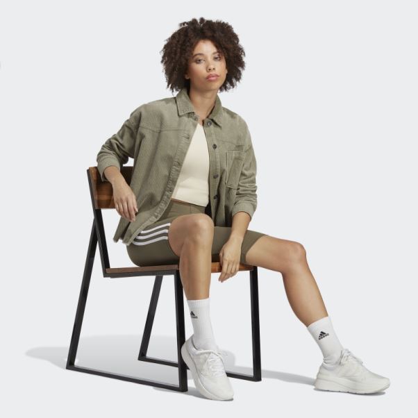 Short De Vélo Essentiel à 3 Bandes Adidas Olive