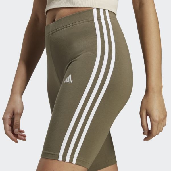 Short De Vélo Essentiel à 3 Bandes Adidas Olive
