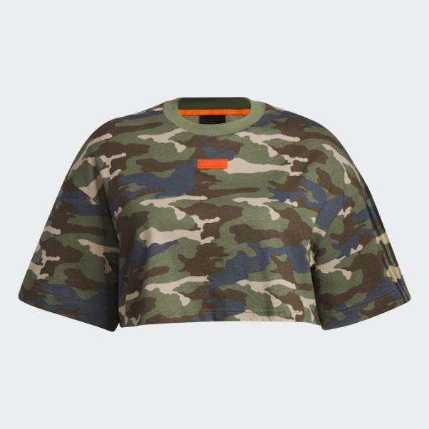 T-shirt Court (taille Plus) Imprimé Camouflage Adidas