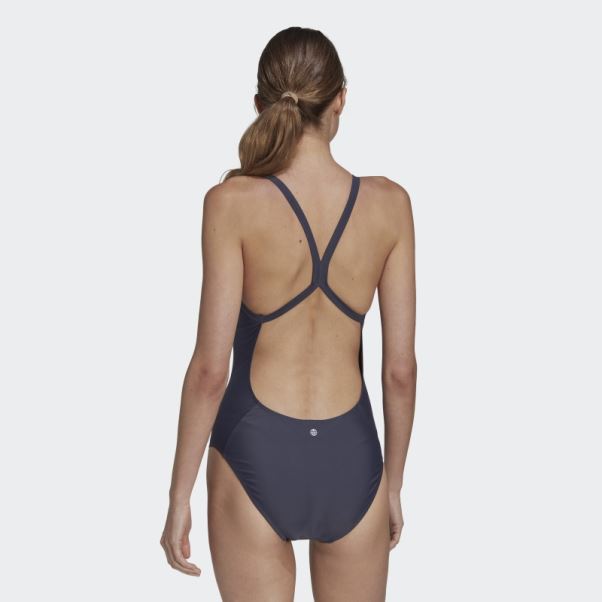 Maillot De Bain Bleu Marine à Gros Logo Adidas