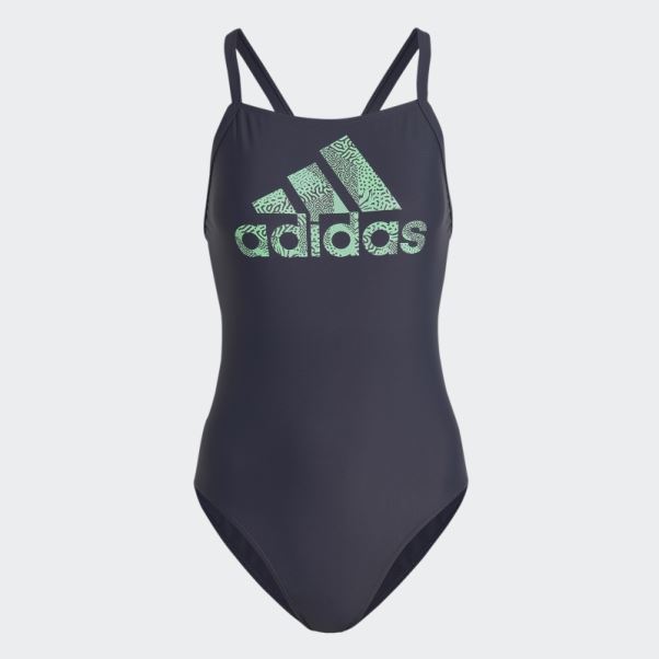 Maillot De Bain Bleu Marine à Gros Logo Adidas