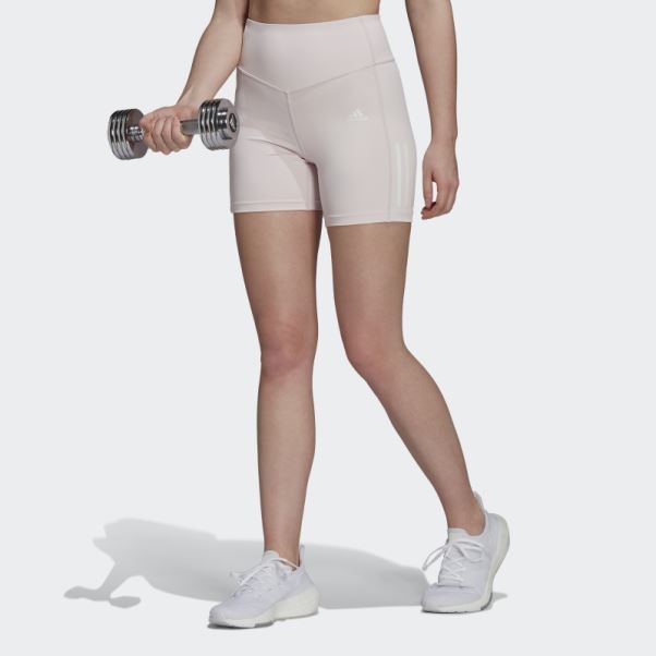 Short Adidas Hyperglam Aeroready Training Taille Haute Rose