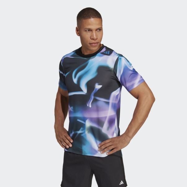 T-shirt D'entraînement Hiit à Imprimé Intégral Adidas Violet Designed 4 Training Heat.rdy