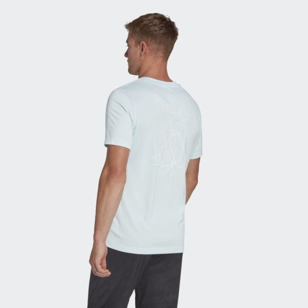 T-shirt D'entrainement Bleu Graphique 3 Barres Adidas