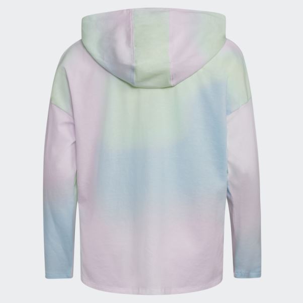 Adidas T-shirt Blanc à Capuche Et Ourlet Arrondi à Imprimé Intégral Et Manches Longues