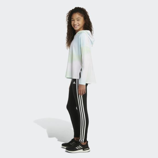 Adidas T-shirt Blanc à Capuche Et Ourlet Arrondi à Imprimé Intégral Et Manches Longues