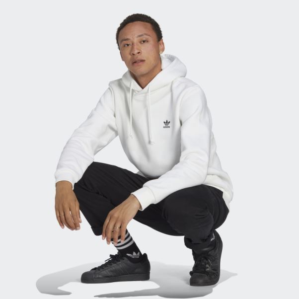 Sweat à Capuche Trèfle Essentials Adidas Blanc