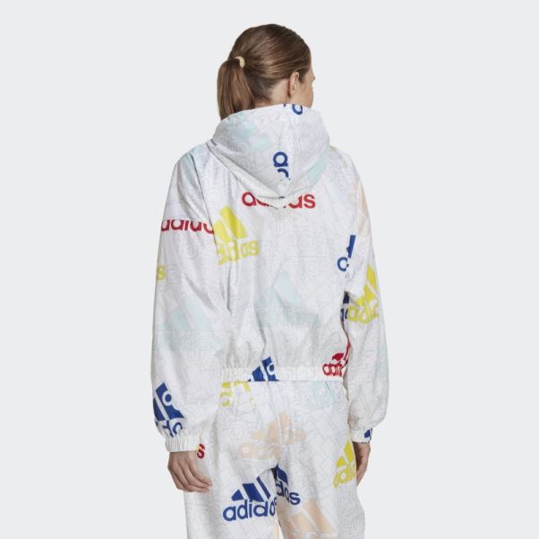 Coupe-vent Coupe Ample Adidas Essentials Logo Multicolore Blanc