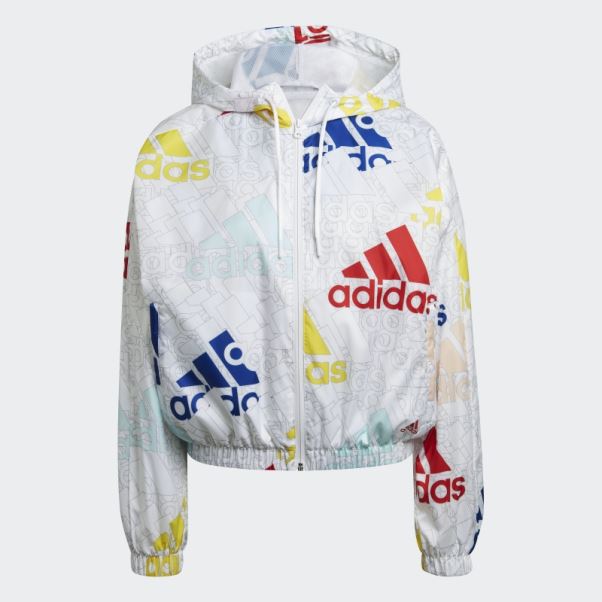 Coupe-vent Coupe Ample Adidas Essentials Logo Multicolore Blanc