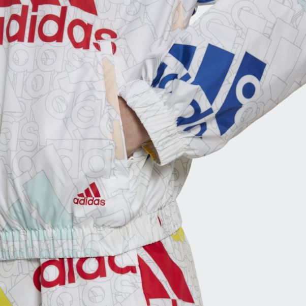 Coupe-vent Coupe Ample Adidas Essentials Logo Multicolore Blanc