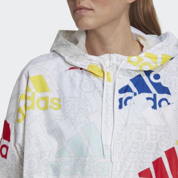 Coupe-vent Coupe Ample Adidas Essentials Logo Multicolore Blanc