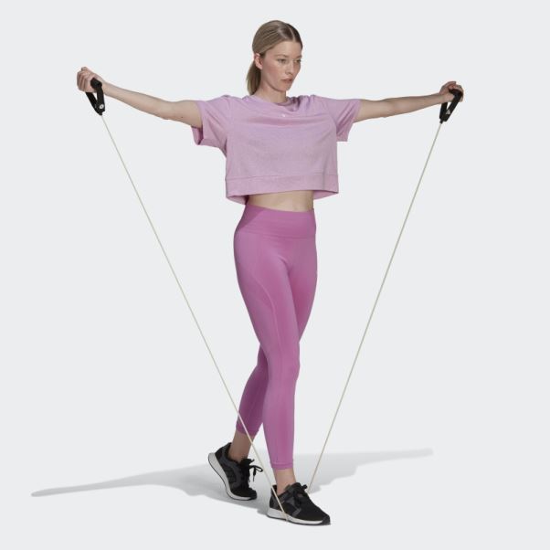 Adidas Aeroready Studio Loose Crop Tee Lilas