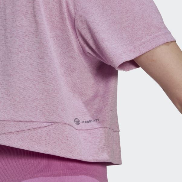 Adidas Aeroready Studio Loose Crop Tee Lilas