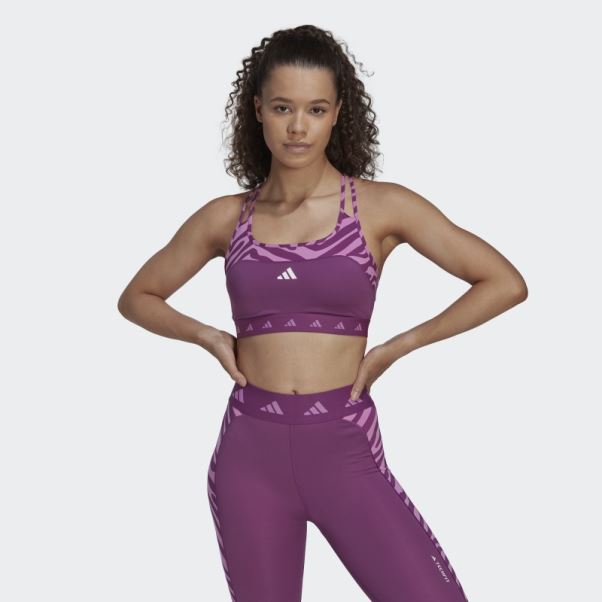 Soutien-gorge Zèbre à Maintien Moyen Adidas Rich Mauve Hyperglam Techfit