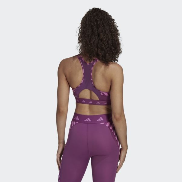 Soutien-gorge Zèbre à Maintien Moyen Adidas Rich Mauve Hyperglam Techfit
