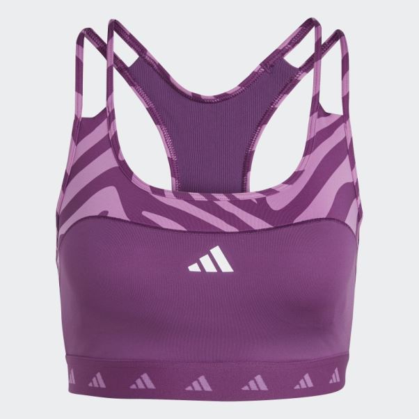 Soutien-gorge Zèbre à Maintien Moyen Adidas Rich Mauve Hyperglam Techfit