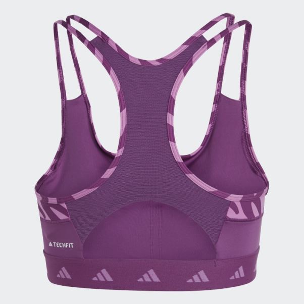 Soutien-gorge Zèbre à Maintien Moyen Adidas Rich Mauve Hyperglam Techfit