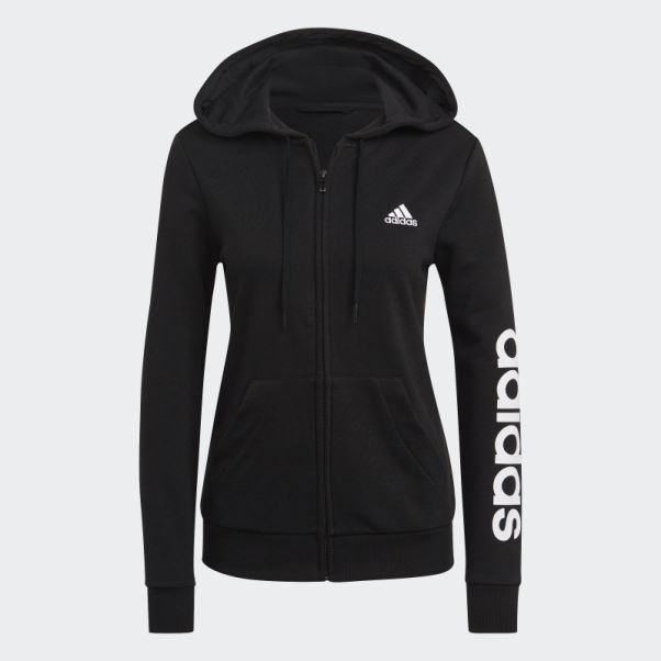 Sweat à Capuche Zippé Logo Essentials Adidas Noir