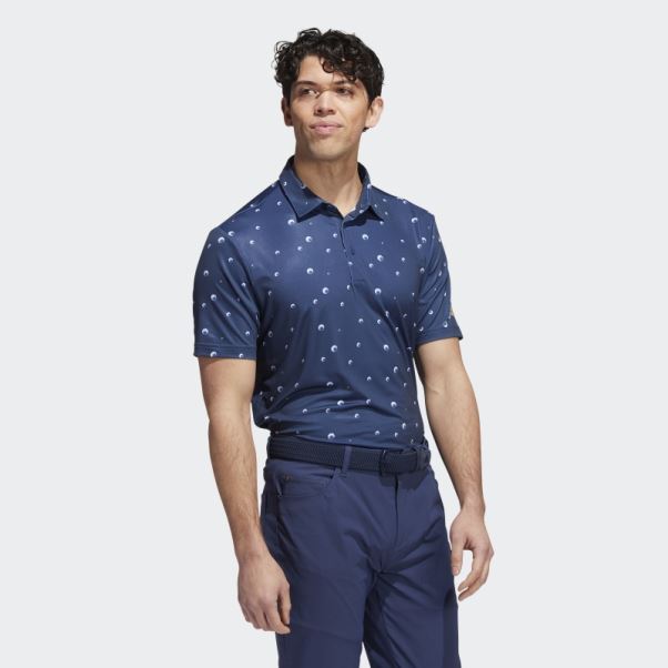 Polo Adidas Ultimate365 Imprimé Allover Bleu Marine