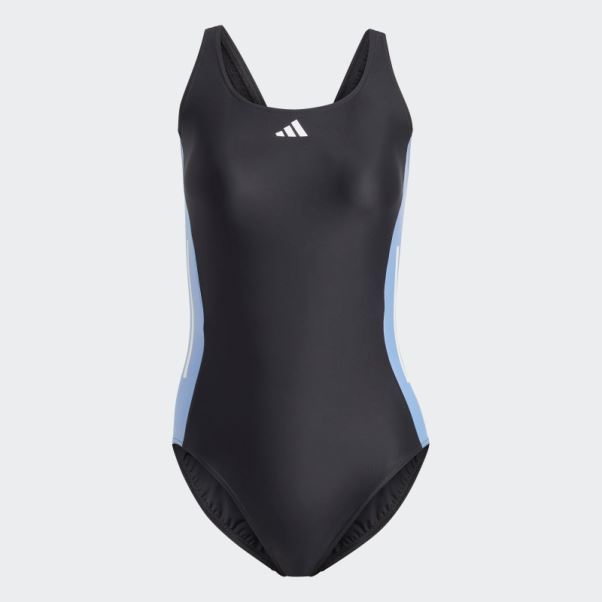 Maillot De Bain Color Block 3 Bandes Adidas Noir