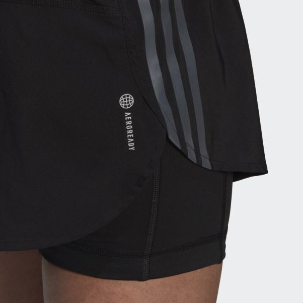 Adidas Short De Course Noir à 3 Bandes
