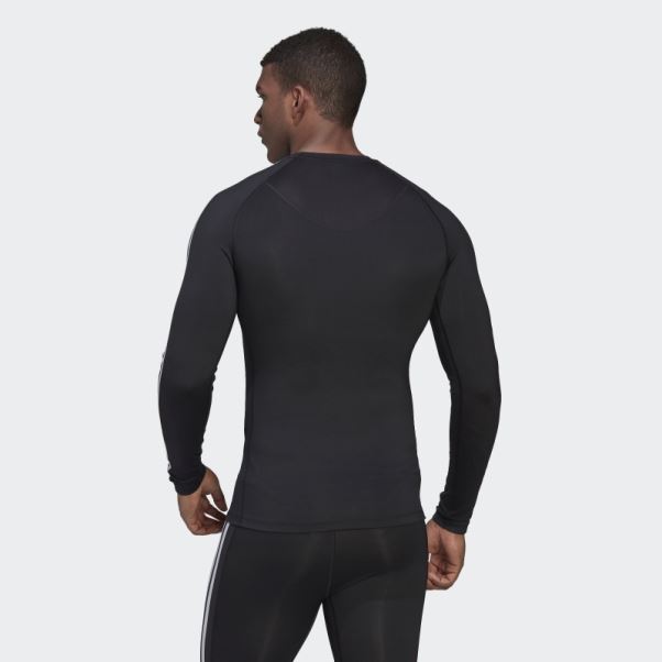 T-shirt à Manches Longues Adidas Techfit 3-stripes Training Noir