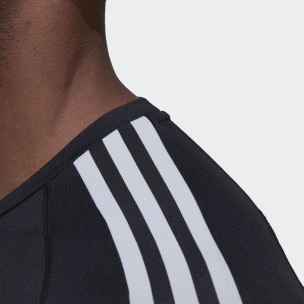 T-shirt à Manches Longues Adidas Techfit 3-stripes Training Noir