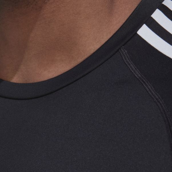 T-shirt à Manches Longues D'entraînement Techfit à 3 Bandes Noir Adidas