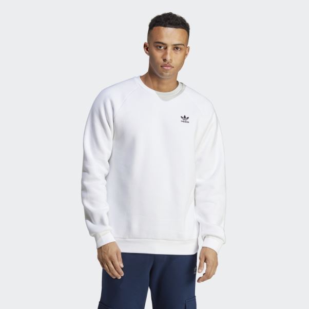 Sweat Ras Du Cou Essentiel Trèfle Blanc Adidas Fashion