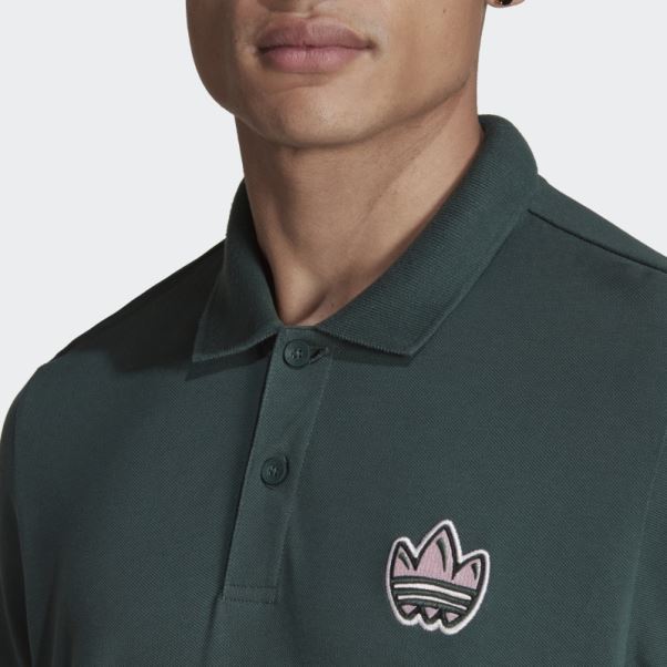 Polo Graphique Campus à Manches Longues Vert Minéral Adidas