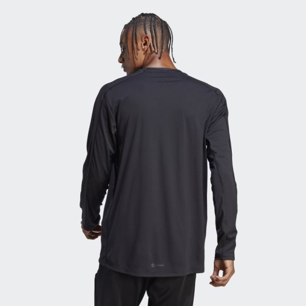 T-shirt à Manches Longues Adidas Workout Pu Imprimé Noir