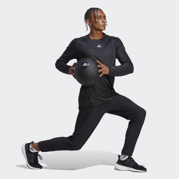 T-shirt à Manches Longues Adidas Workout Pu Imprimé Noir