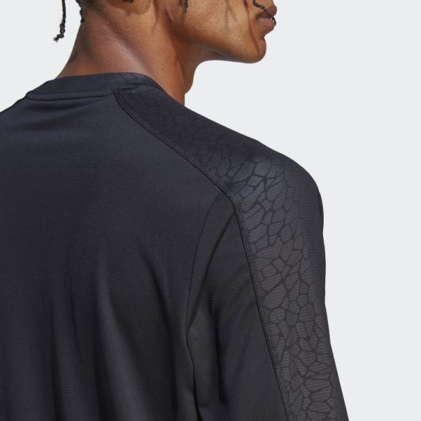 T-shirt à Manches Longues Adidas Workout Pu Imprimé Noir