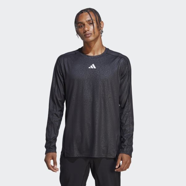 Haut D'entraînement à Manches Longues Imprimé Pu Noir Adidas