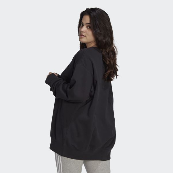 Sweat Adidas Trèfle Crew Noir (grande Taille)