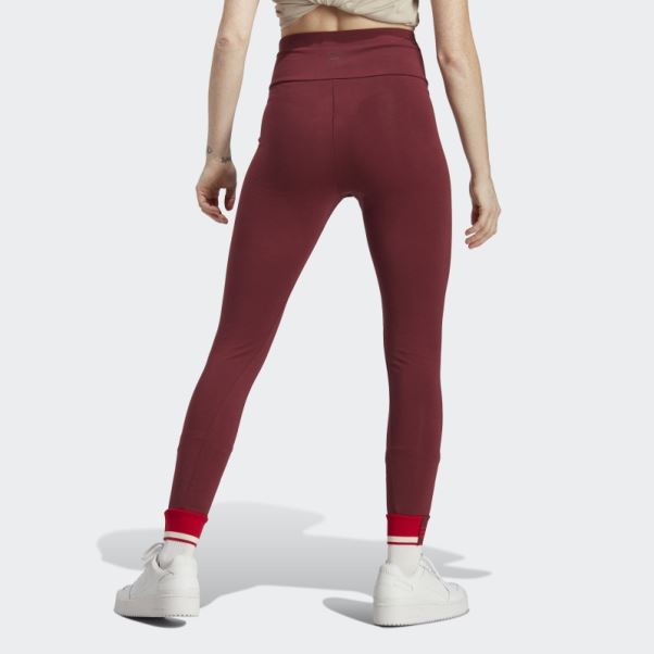 Legging Bord Côte Adidas Rouge