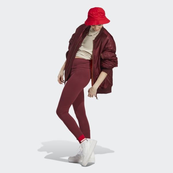Legging Bord Côte Adidas Rouge