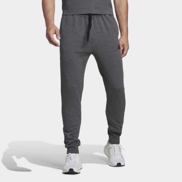 Pantalon Fuselé Adidas Gris Foncé Chiné Essentials Fleece Regular