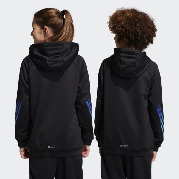 Sweat à Capuche Adidas Train Icones Aeroready 3 Bandes Noir