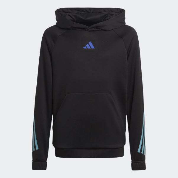 Sweat à Capuche Adidas Train Icones Aeroready 3 Bandes Noir