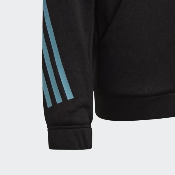 Sweat à Capuche Adidas Train Icones Aeroready 3 Bandes Noir