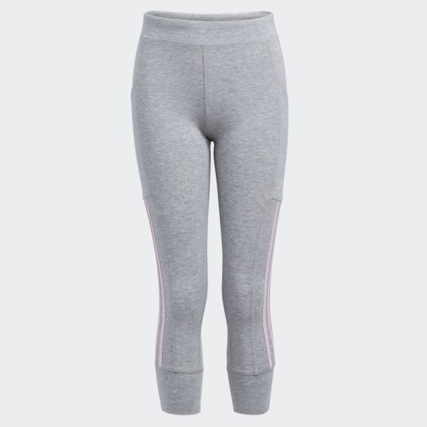 Collant De Jogging 7/8 3 Bandes Gris Moyen Adidas